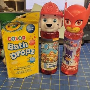 Bundle of 3 Items Crayola Bath Dropz and Paw Patrol PJ Masks Bubble Bath